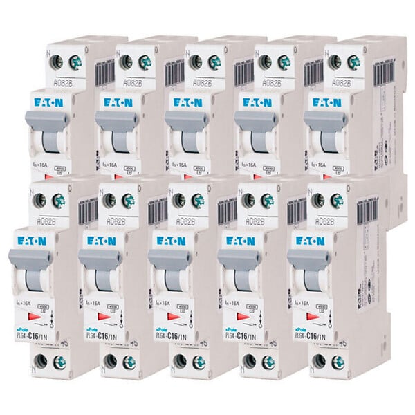EATON CAPRI - EATON Lot de 10 disjoncteurs 16A Ph+N à vis 45kA 230V courbe C, protection fiable et conforme EN 60898 - large