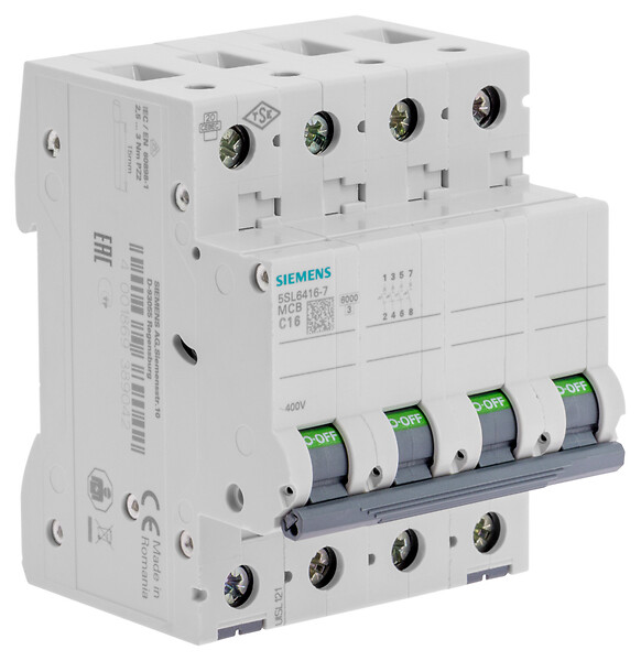 SIEMENS - Disjoncteur tetrapolaire 16A Courbe C-SIEMENS - large