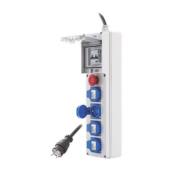 BATILEC - Coffret de chantier monophasé IP44 – 4 prises 230V 16A, différentiel 30mA, arrêt d'urgence et câble 3 m HO7RN-F-GEWISS - large