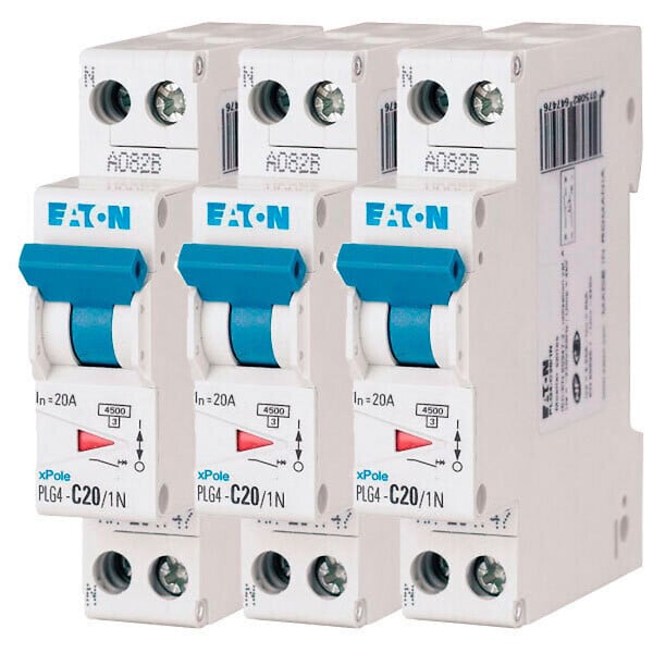 EATON CAPRI - Lot de 3 disjoncteurs 20A PLG, Ph+N 4,5kA (EN 60898) courbe C-EATON - large
