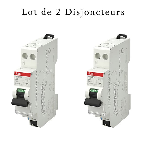 ABB - Lot de 2 disjoncteurs automatiques Ph+N raccordement Rapide 32A-4,5Ka-ABB - large