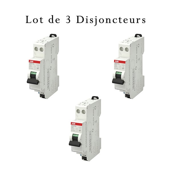 ABB - Lot de 3 disjoncteurs automatiques Ph+N raccordement Rapide 10A-4,5Ka-ABB - large