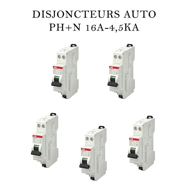 ABB - Lot de 5 disjoncteurs automatiques Ph+N raccordement Rapide 16A-4,5Ka-ABB - large