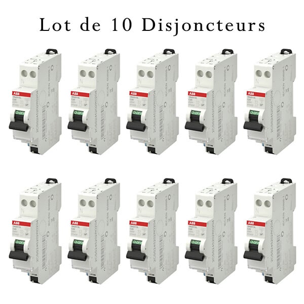 ABB - ABB Lot de 10 disjoncteurs automatiques Ph+N raccordement Rapide 20A-4,5Ka - large