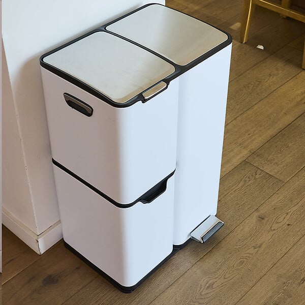 KITCHEN MOVE - Poubelle pédale tri sélectif HAJA blanc 60L - large