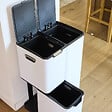 KITCHEN MOVE - Poubelle pédale tri sélectif HAJA blanc 60L - vignette