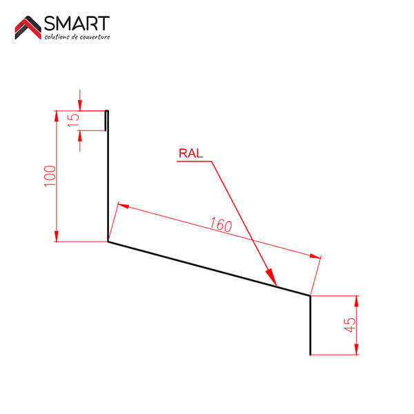 BRAVO THE SMART SOLUTION - Faitière en solin TR45 - bac acier - tôle de couverture - Toiture -  Coloris Brun Rouge Terracotta RAL 8012 L=2.10m, épaisseur 0.63mm - large