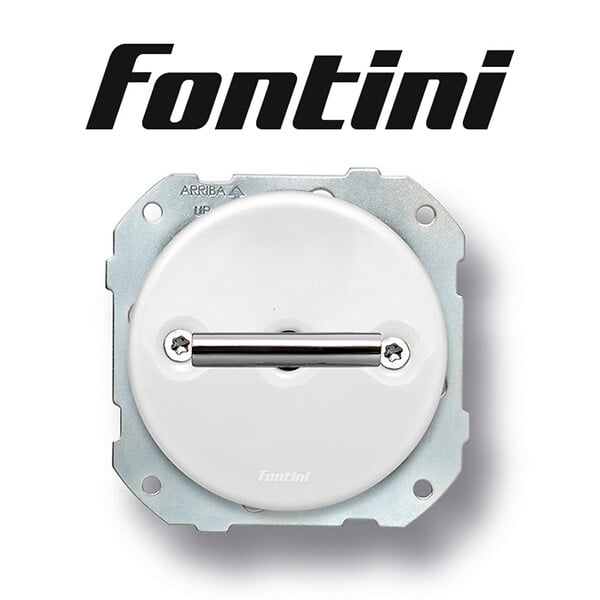 FONTINI - Poussoir rotatif métal chrome porcelaine blanche DO LOW - large