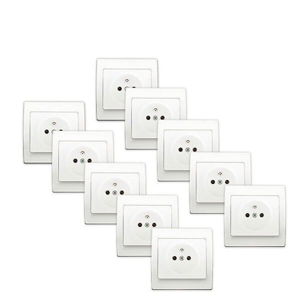 SIEMENS - SIEMENS LOT 10 Prises 2P+T Blanc Delta Iris + Plaques Basic Blanc - large