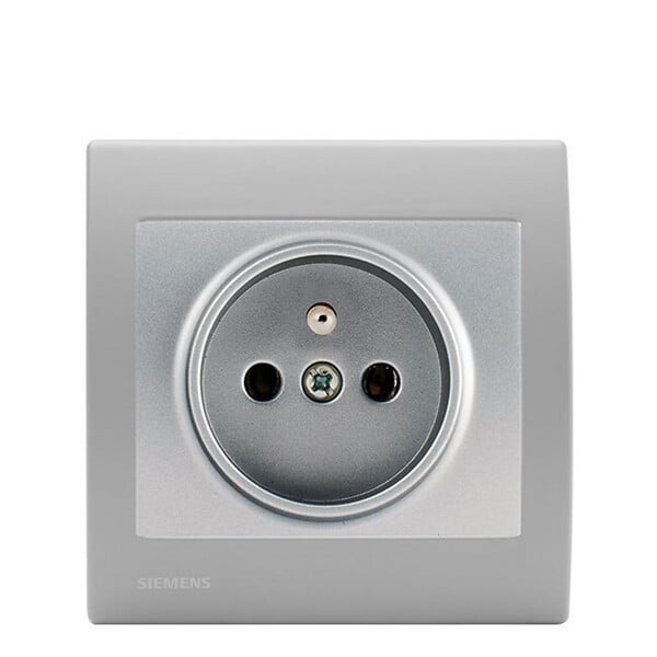 SIEMENS - SIEMENS Prise 2P+T Silver Delta Iris + Plaque basic Silver - large