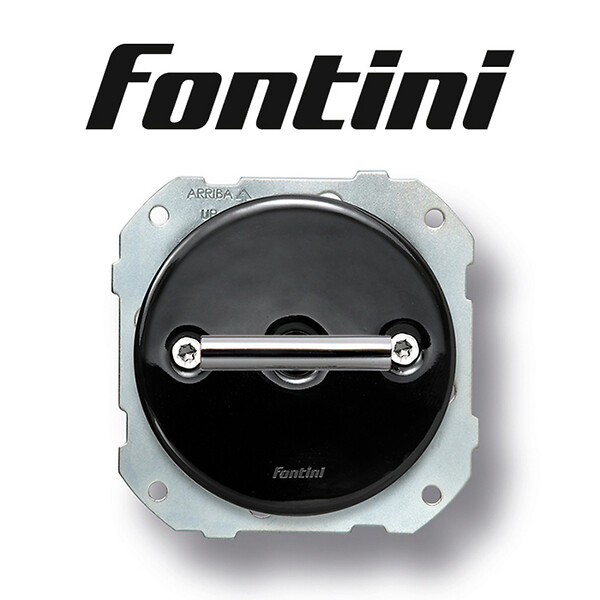 FONTINI - FONTINI Va-et-vient métal chrome porcelaine noire DO LOW - large