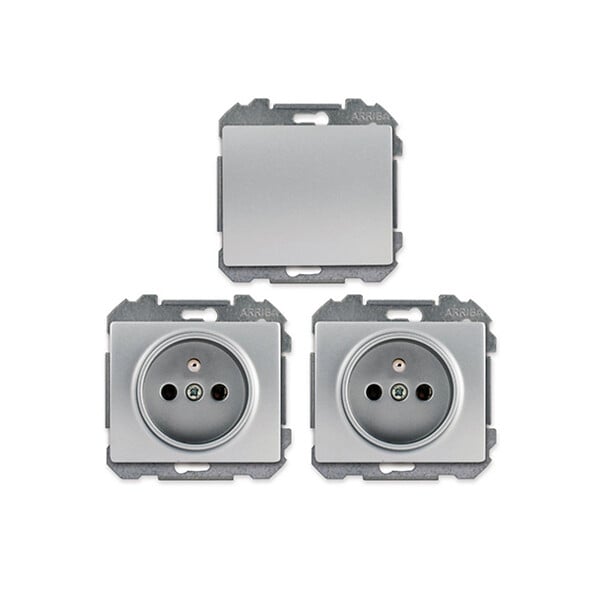SIEMENS - SIEMENS Lot de 1 Va & Vient Silver et 2 Prises 2P+T Silver - large