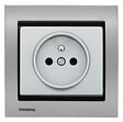 SIEMENS - SIEMENS Prise 2P+T Silver Delta Iris + Plaque Métal Alu Silver - vignette