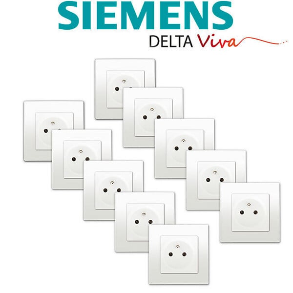 SIEMENS - SIEMENS LOT 10 Prises 2P+T Blanc Delta Viva avec plaques blanches - large