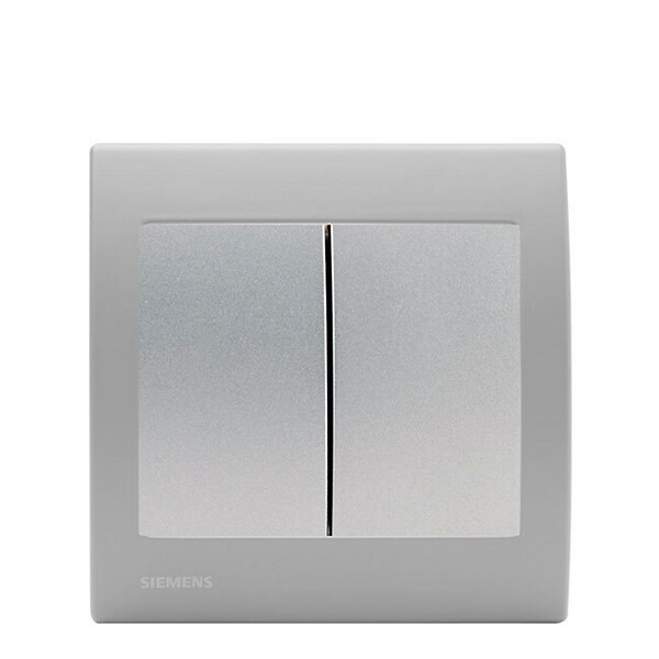 SIEMENS - SIEMENS Double Poussoir Silver Delta Iris + Plaque basic Silver - large