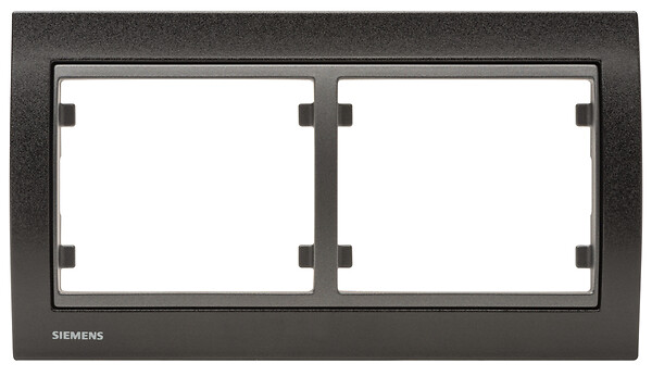 SIEMENS - SIEMENS Plaque Double Horizontale Métal Noir Delta IRIS - large