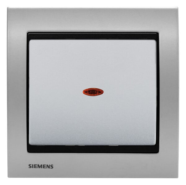 SIEMENS - SIEMENS Va & Vient Lumineux Silver Delta Iris + Plaque Métal Alu Silver - large