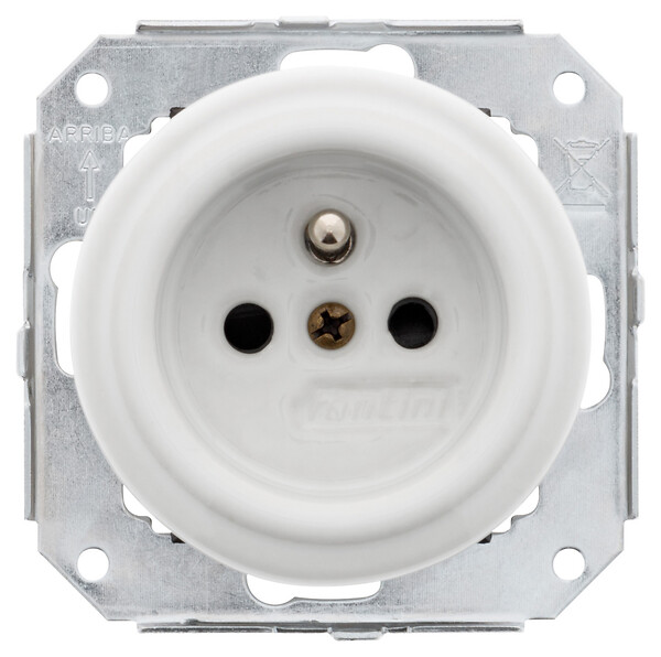 FONTINI - FONTINI - Prise 2P+T 16A 250V Porcelaine blanche Garby Colonial Réf. 31208173 - large