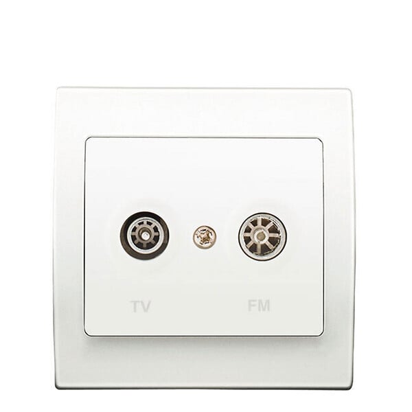 SIEMENS - PriseTV/FM Blanc Delta Iris + Plaque basic Blanc - large