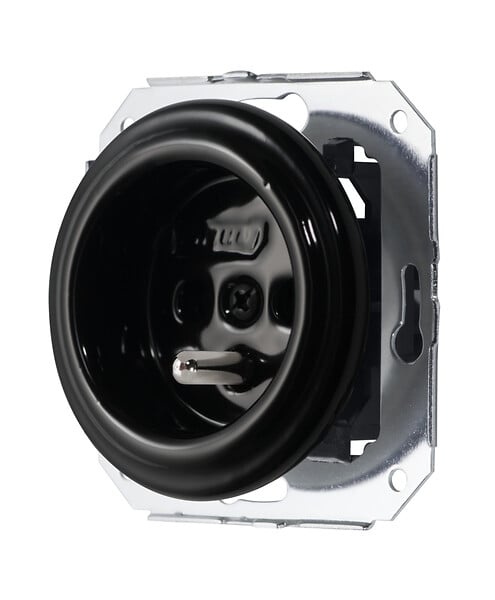 FONTINI - GARBY COLONIAL - Prise avec terre Porcelaine Noire 16A-250V Réf. 31208273 - large