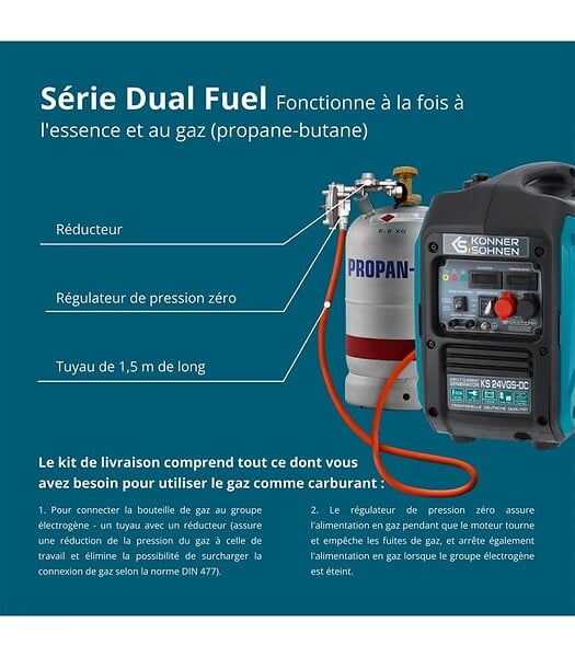 KONNER SOHNEN - Groupe électrogène CC à Double Carburant Könner & Söhnen KS 24VGS-DC - large
