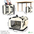VOUNOT - Sac transport pliable chien chat caisse cage portable 60x44x44cm beige - vignette