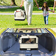 VOUNOT - Sac transport pliable chien chat caisse cage portable 60x44x44cm beige - vignette