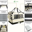 VOUNOT - Sac transport pliable chien chat caisse cage portable 60x44x44cm beige - vignette