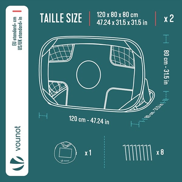 VOUNOT - Cage de foot portable Lot 2 pcs POP UP - large
