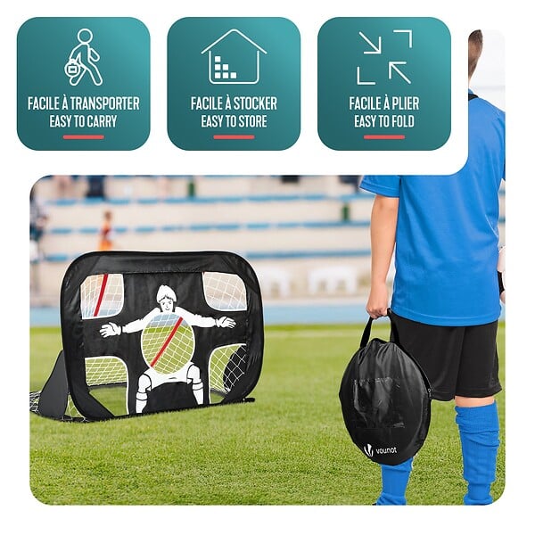 VOUNOT - Cage de foot portable Lot 2 pcs POP UP - large