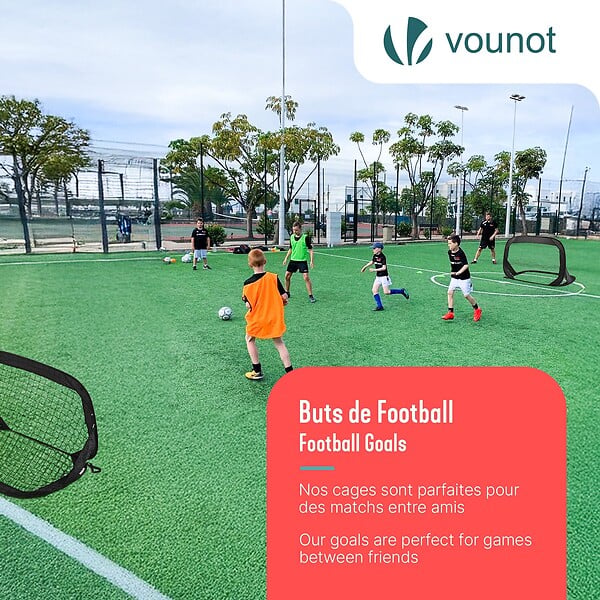 VOUNOT - Lot de 2 buts de football pliable pop up 120x80x80cm noir - large
