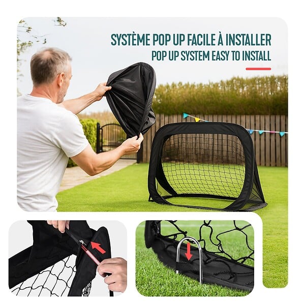 VOUNOT - Lot de 2 buts de football pliable pop up 120x80x80cm noir - large