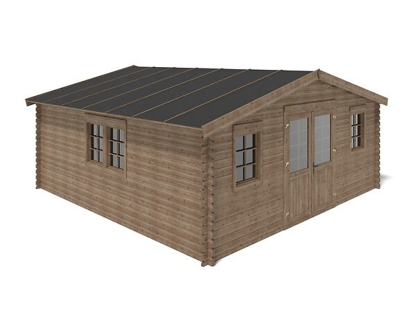 ALTANKA - Abri de jardin en bois - 34.8m2 - 5.9x5.9m - Traité - Ep. 45mm - Couleur: marron - DOM656 - large