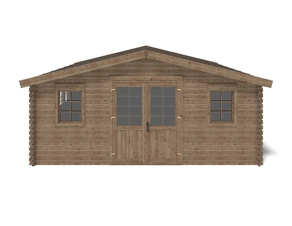 ALTANKA - Abri de jardin en bois - 34.8m2 - 5.9x5.9m - Traité - Ep. 45mm - Couleur: marron - DOM656 - large