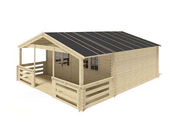 ALTANKA - Terrasse en bois avec balustrade pour abri en bois - 12m2 - 6m x 2m - couleur: naturel - DOM555 - large