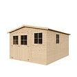 TIMBELA - Abri de Jardin en Bois H226x324x416 cm/12 m² - AVEC LES PLANCHERS IMPRÉGNÉ - M336+M336G - vignette