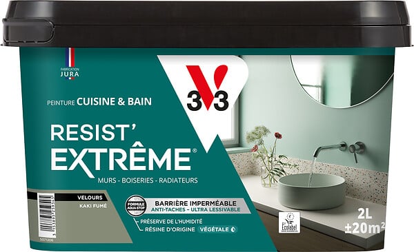 V33 - Cuisine et bain Resist' extrême kaki fume velours 2L - large