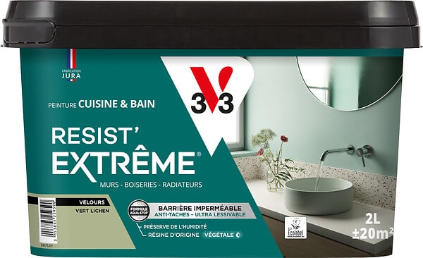 V33 - Cuisine et bain Resist' extrême vert lichen velours 2L - large