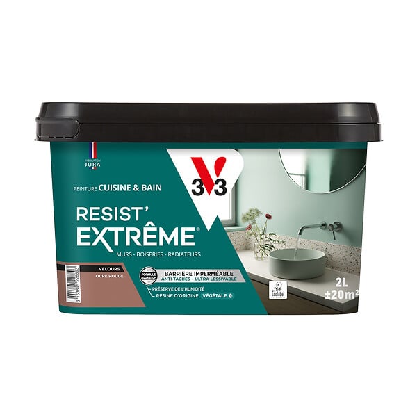 V33 - Peinture multi-supports Cuisine & Bain Resist'Extrême - Ocre rouge velours - 2L - large