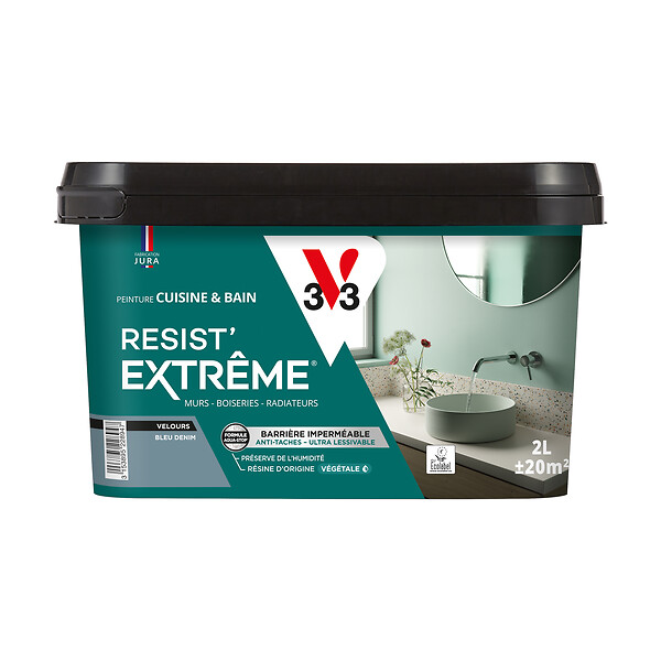 V33 - Peinture velours - Bleu denim - Resist' extrême - 2L - large