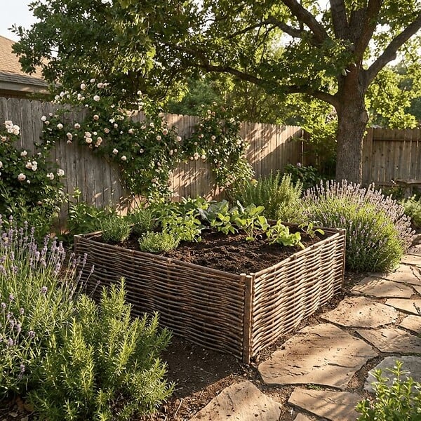 FILA - Potager carré en noisetier - 100% Naturel - 90 x 90 x 50 cm - large