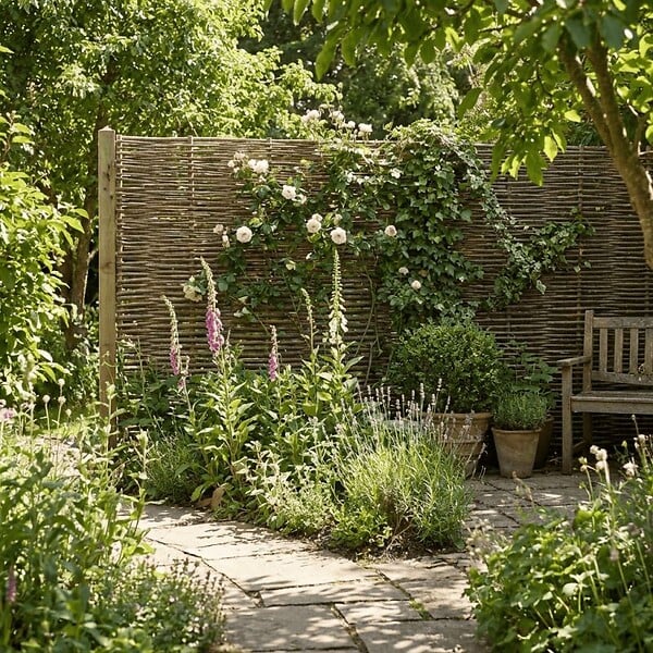 ART GARDEN - Clôture bois en noisetier - 100% Naturel - Sans Poteaux - Hauteur 180 X Largeur 120 cm - large