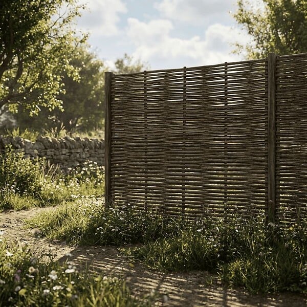 ART GARDEN - Clôture bois en noisetier - 100% Naturel - Sans Poteaux - Hauteur 180 X Largeur 180 cm - large