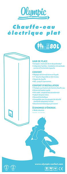 OLYMPIC - Chauffe-eau plat Olympic - 80L - large