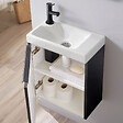 GODART - Pack lave-mains Noir Mat avec poignée noire et lave-mains - Robinetterie Eau froide à gauche - L.42.5 X H. 52.5 cm - Hamac 2 - vignette