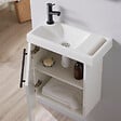 GODART - Meuble lave mains avec porte serviette blanc et noir avec robinet noir - vignette