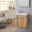 GODART - Pack lave-mains Bois Strié - Robinetterie Eau froide à gauche - L.42.5 X H. 52.5 cm - Hamac 2 - vignette