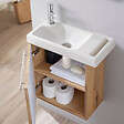 GODART - Pack lave-mains Bois Strié avec porte serviette - Robinetterie Eau froide à gauche - L.48 X H. 52.5 cm - Houston - vignette