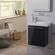 PLANETE BAIN - Ensemble lave-mains tout compris anthracite avec robinetterie eau froide - vignette