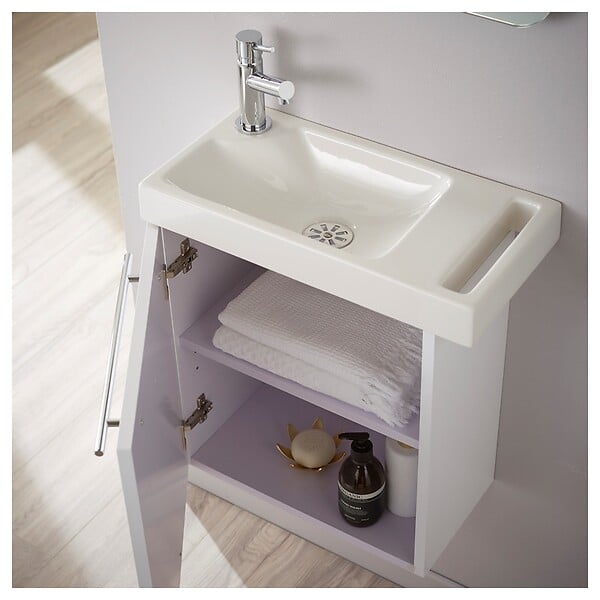 PLANETE BAIN - Pack lave mains blanc + Lave mains + Robinetterie eau froide - large
